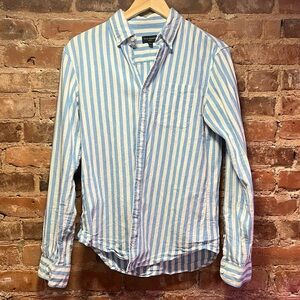 Blue and White Striped Men's Shirt